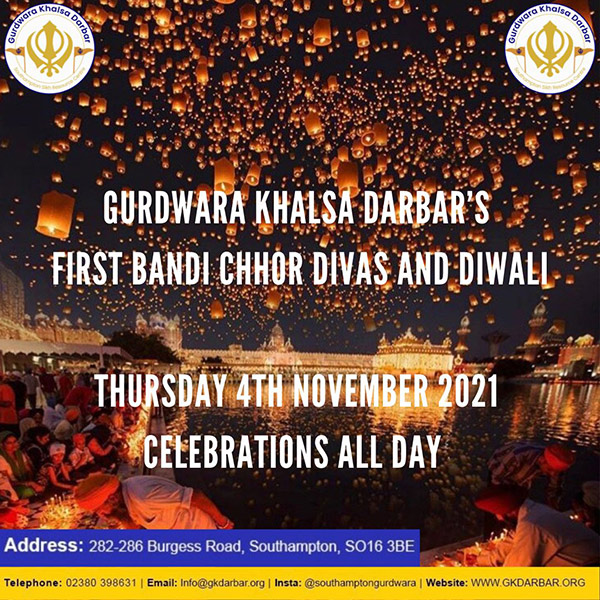 Bandi Chhor Divas and Diwali Gurdwara Khalsa Darbar